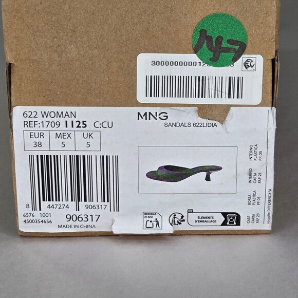 NWT MANGO Women's Kitten Heel Sandals Leather - Picture 6 of 7